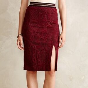NWOT Anthropologie, Maeve Jacquard Stretch Midi Skirt